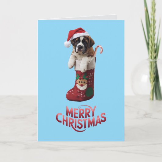 Schattige St. Bernard Kerst Feestdagen Kaart (Voorkant)