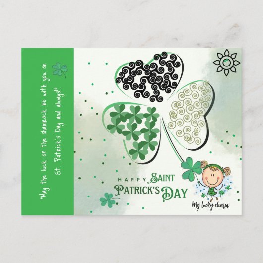 Schattige St. Patrick Little Girl Briefkaart (Voorkant)