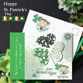 Schattige St. Patrick Little Girl Briefkaart