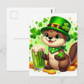 Schattige St. Patrick Otter Groene Bier Briefkaart (Voorkant / Achterkant)