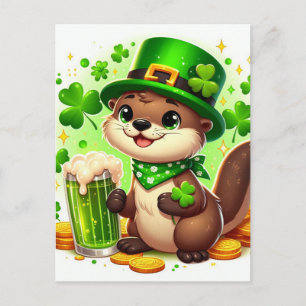 Schattige St. Patrick Otter Groene Bier Briefkaart