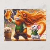 Schattige St. Patricks Dag Ginger Cat en een Muis Briefkaart (Voorkant)
