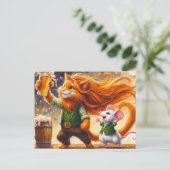 Schattige St. Patricks Dag Ginger Cat en een Muis Briefkaart (Staand voorkant)