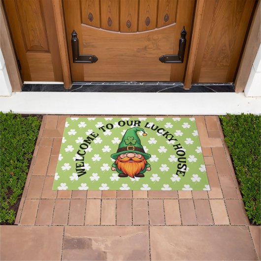 Schattige St. Patrick's Day Geluks Kabouter Gnome Deurmat (Buiten)