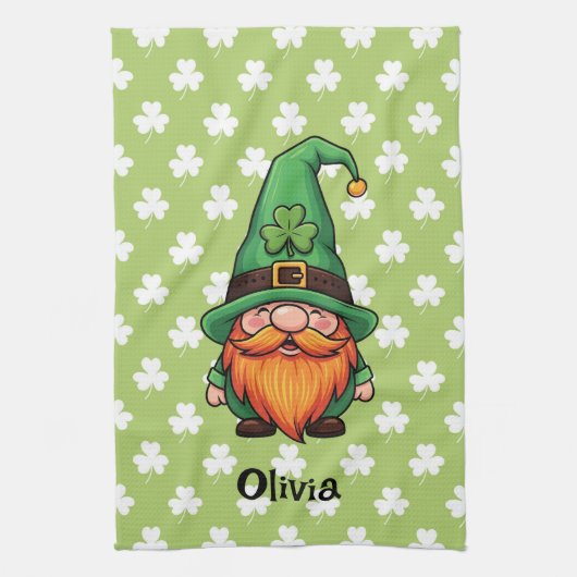 Schattige St. Patrick's Day Geluks Kabouter Gnome Theedoek (Verticaal)