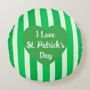 Schattige St. Patrick's Day Groen Gestreept Eenvou Rond Kussen