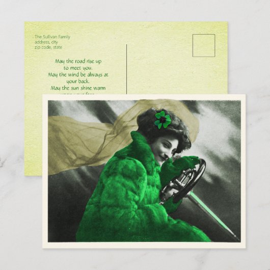 Schattige  St Patrick's Day Groen Meisje in de aut Feestdagenkaart (Voorkant / Achterkant)