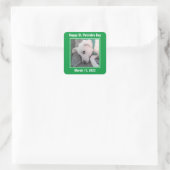 Schattige St. Patrick's Day groene luie hond Vierkante Sticker (Tas)