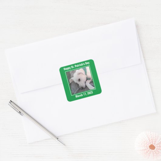 Schattige St. Patrick's Day groene luie hond Vierkante Sticker (Envelop)
