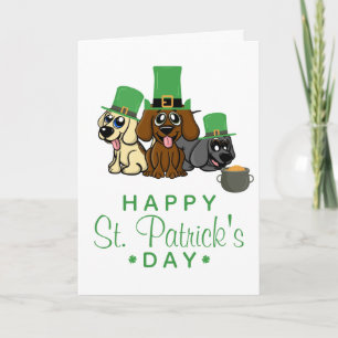 Schattige St. Patrick's Day Honden Leprechaun Hoed Kaart