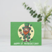 Schattige St Patricks Day Irish Leprechaun Shamroc Briefkaart (Staand voorkant)