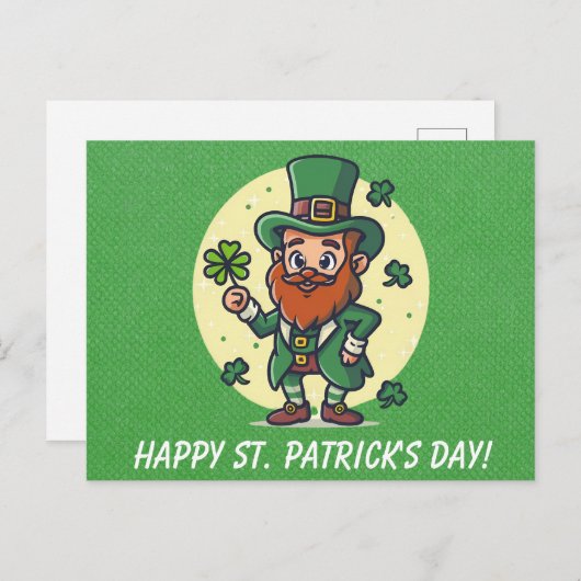 Schattige St Patricks Day Irish Leprechaun Shamroc Briefkaart (Voorkant / Achterkant)