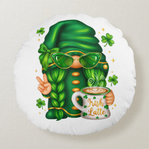 Schattige St. Patrick's Day Kabouter die Koffie Dr Rond Kussen