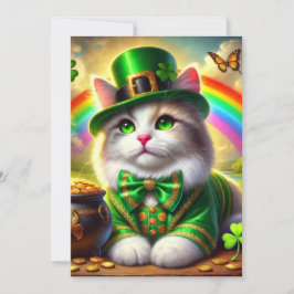 Schattige St. Patrick's Day Kat Platte Vakantiekaa Feestdagenkaart