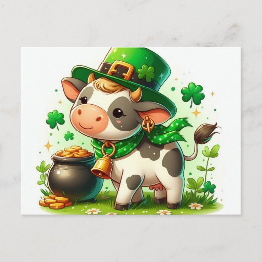 Schattige St. Patricks Day Koe Briefkaart (Voorkant)