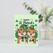 Schattige St Patricks Day Koeien Briefkaart (Staand voorkant)