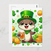 Schattige St. Patricks Day Otter Briefkaart (Voorkant / Achterkant)