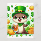 Schattige St. Patricks Day Otter Briefkaart (Voorkant)