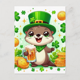 Schattige St. Patrick's Day Otter Briefkaart
