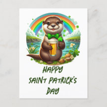 Schattige St. Patricks Day Otter met bier