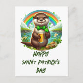 Schattige St. Patricks Day Otter met bier Briefkaart (Voorkant)