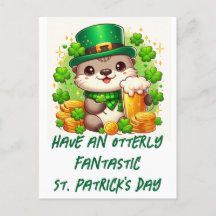 Schattige St. Patricks Day Otter met bier en goud