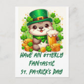 Schattige St. Patricks Day Otter met bier en goud Briefkaart (Voorkant)