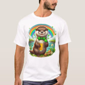 Schattige St. Patricks Day Otter met bier T-shirt (Voorkant)