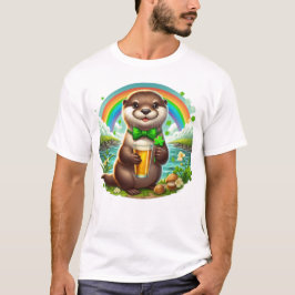 Schattige St. Patricks Day Otter met bier T-shirt