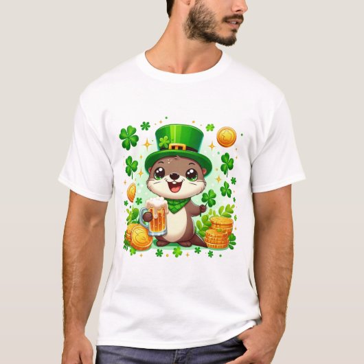 Schattige St. Patricks Day Otter T-shirt (Voorkant)