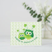 Schattige St. Patrick's Day Owl T - shirts, Gifts Briefkaart (Staand voorkant)