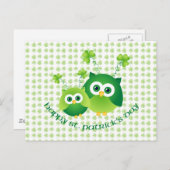 Schattige St. Patrick's Day Owl T - shirts, Gifts Briefkaart (Voorkant / Achterkant)