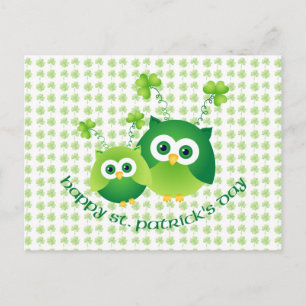 Schattige St. Patrick's Day Owl T - shirts, Gifts Briefkaart