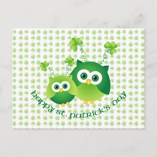 Schattige St. Patrick's Day Owl T - shirts, Gifts Briefkaart (Voorkant)