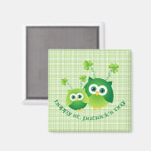 Schattige St. Patrick's Day Owl T - shirts, Gifts Magneet (Voorkant / Achterkant)