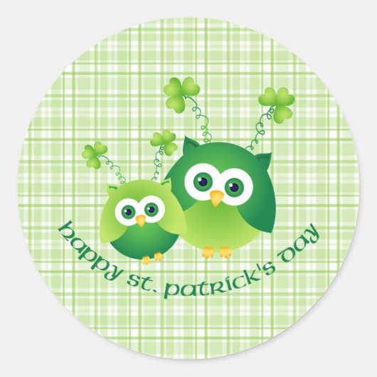 Schattige St. Patrick's Day Owl T - shirts, Gifts Ronde Sticker (Voorkant)