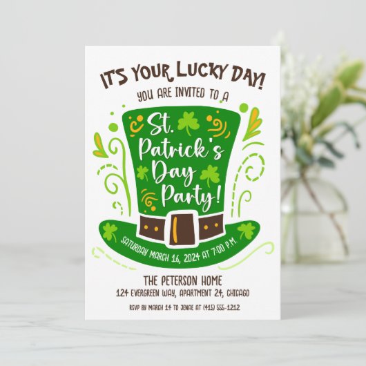 Schattige St. Patrick's Day Party Kaart (Staand voorkant)