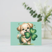 Schattige St. Patrick's Day puppy Briefkaart (Staand voorkant)