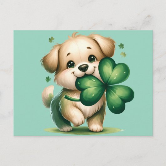 Schattige St. Patrick's Day puppy Briefkaart (Voorkant)