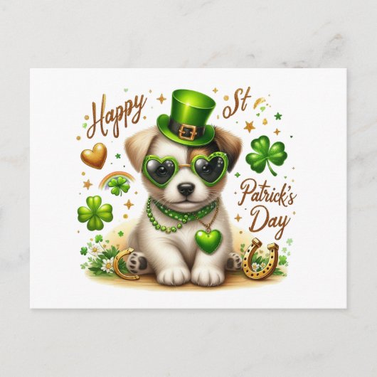 Schattige St. Patrick's Day Puppy briefkaart (Voorkant)