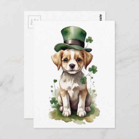 Schattige St. Patrick's Day Puppy Briefkaart (Voorkant / Achterkant)