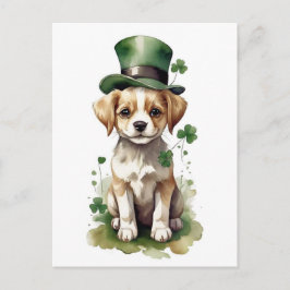 Schattige St. Patrick's Day Puppy Briefkaart