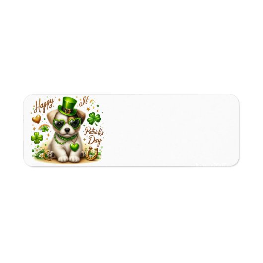 Schattige St. Patrick's Day Puppy retouradres labe Etiket (Voorkant)