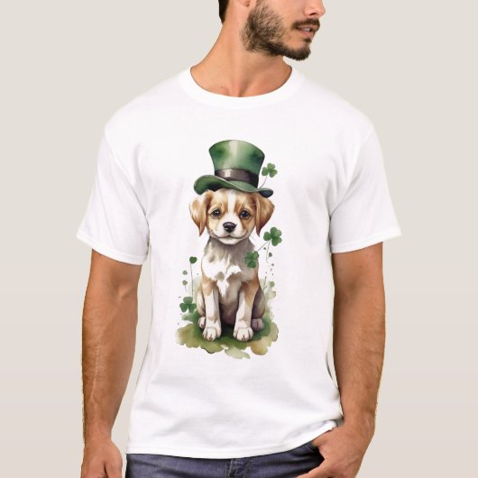 Schattige St. Patrick's Day Puppy T-shirt (Voorkant)