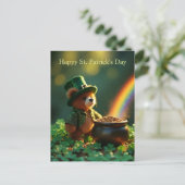 Schattige St. Patrick's Day teddybeer Briefkaart (Staand voorkant)