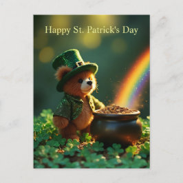 Schattige St. Patrick's Day teddybeer Briefkaart