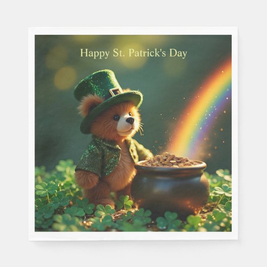 Schattige St. Patrick's Day teddybeer Servet (Voorkant)