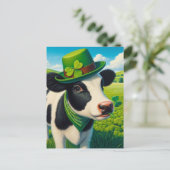 Schattige St. Patrick's Day Zwart-wit Koe Briefkaart (Staand voorkant)