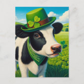 Schattige St. Patrick's Day Zwart-wit Koe Briefkaart (Voorkant)