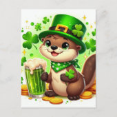 Schattige St. Patricks Otter Groen Bier Briefkaart (Voorkant)